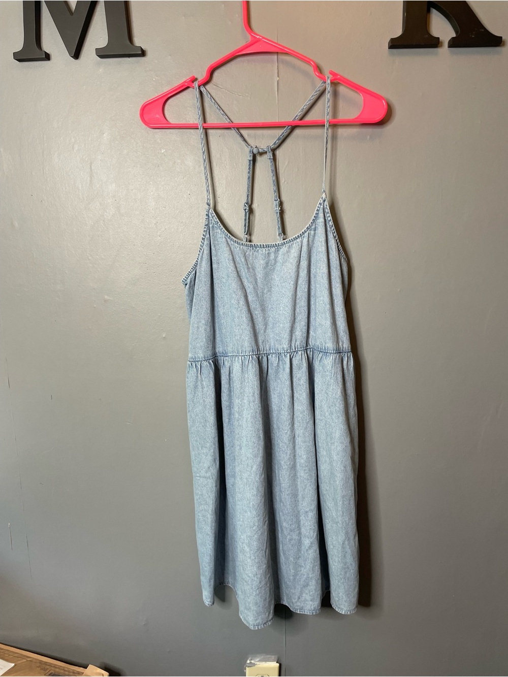 American Eagle Light Wash Denim Tank Sundress - Sleeveless Spaghetti Strap large